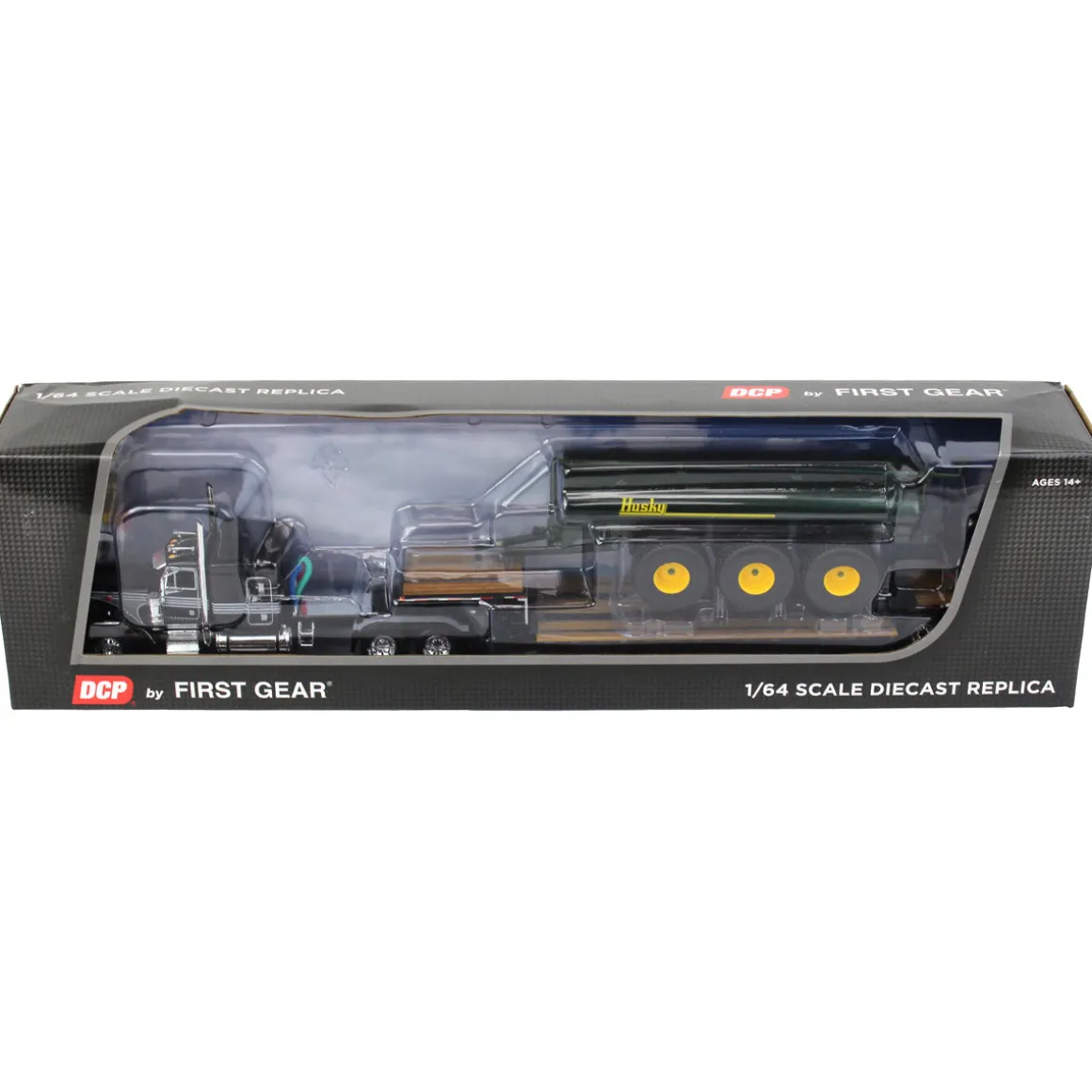 1/64 Black Peterbilt 379 w/ Fontaine Renegade Lowboy & Husky Manure Spreader, DCP by First Gear
