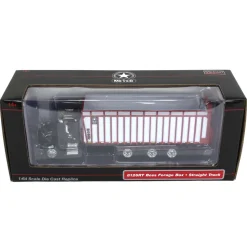 1/64 Black Peterbilt 385 w/ Red & White Meyer 8126RT Boss Forage Box