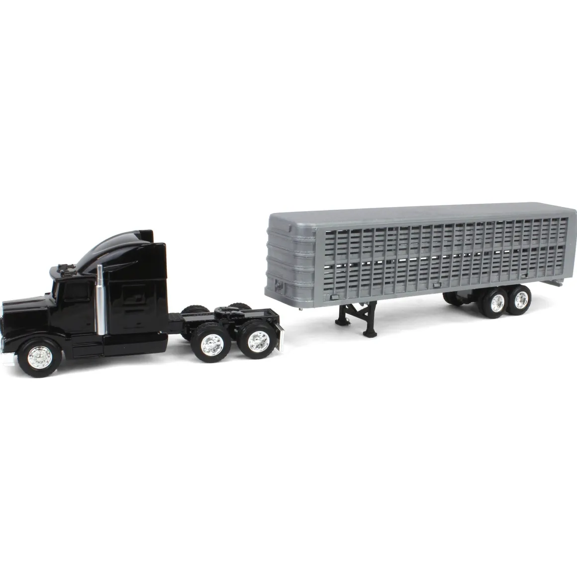 1/64 Black Semi Truck with Cattle Trailer and Cattle by ERTL
