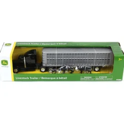 1/64 Black Semi Truck with Cattle Trailer and Cattle by ERTL