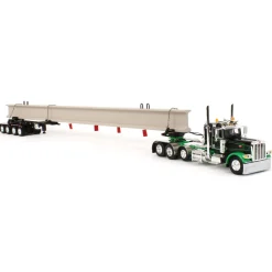 1/64 Black/Green Peterbilt 389 w/ ERMC Hydra-Steer Trailer & Bridge Beam Load, DCP by First Gear