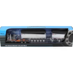1/64 Black/Orange/Chrome Peterbilt 389 w/ Chrome East Genesis II End Dump Trailers, DCP by First Gear