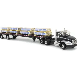 1/64 Black/Silver Mack Pinnacle with 53ft Wilson Roadbrute Trailer & Pallet Load, DCP by First Gear