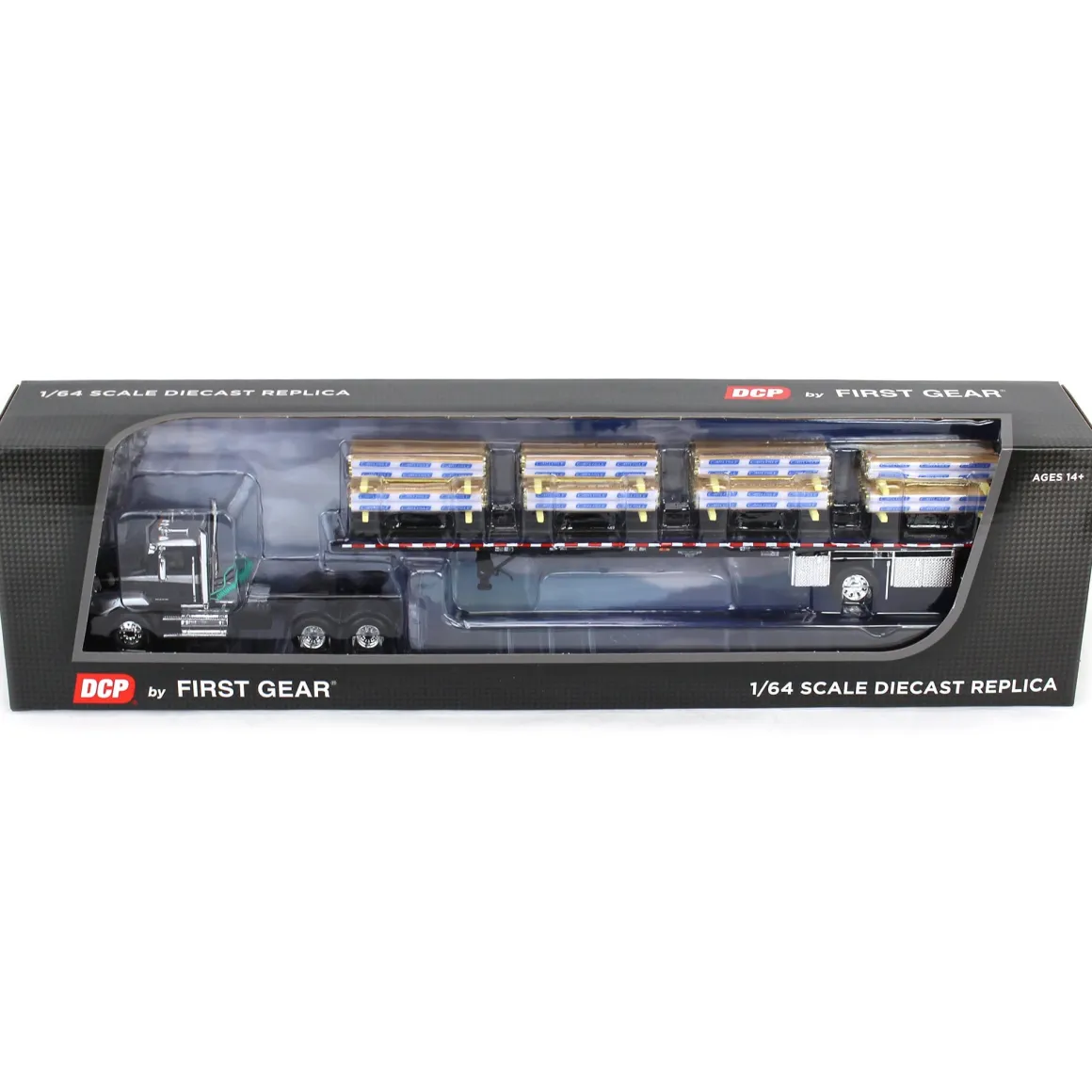 1/64 Black/Silver Mack Pinnacle with 53ft Wilson Roadbrute Trailer & Pallet Load, DCP by First Gear