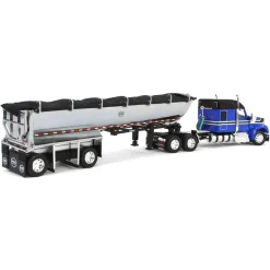 1/64 Blue & Black Kenworth W990 with Chrome MAC End Dump Trailer, DCP by First Gear