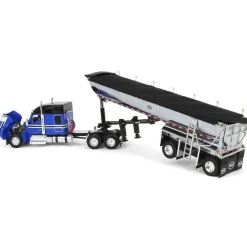 1/64 Blue & Black Kenworth W990 with Chrome MAC End Dump Trailer, DCP by First Gear