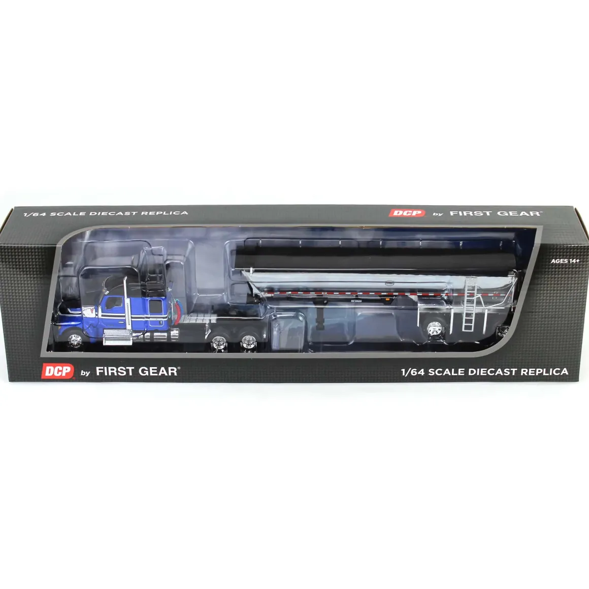 1/64 Blue & Black Kenworth W990 with Chrome MAC End Dump Trailer, DCP by First Gear