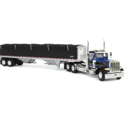 1/64 Blue & Black Peterbilt 379 Day Cab with Black Wilson Pacesetter Grain Trailer, DCP by First Gear