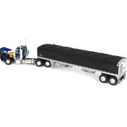 1/64 Blue & Black Peterbilt 379 Day Cab with Black Wilson Pacesetter Grain Trailer, DCP by First Gear