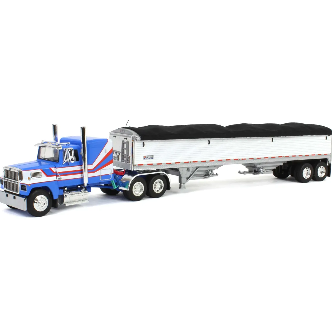 1/64 Blue & White Ford LTL 9000 with Wilson Grain Trailer, DCP by First Gear
