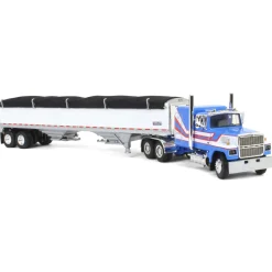 1/64 Blue & White Ford LTL 9000 with Wilson Grain Trailer, DCP by First Gear