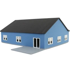 1/64 Blue & White “The Ranch” Farm House w/ Opening Garage & Back Deck, 3D Printed