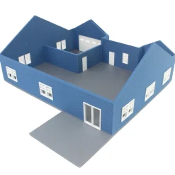 1/64 Blue & White “The Ranch” Farm House w/ Opening Garage & Back Deck, 3D Printed