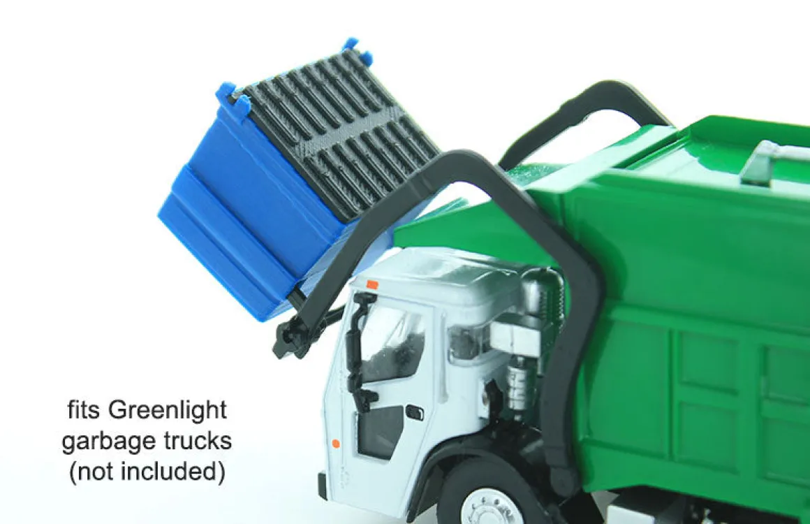 1/64 Blue Dumpster with Removable black Lid, 3D Printed Plastic