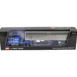 1/64 Blue Ford LTL 9000 60in Aerodyne Sleeper with Wilson Stockmaster PSAL Livestock Trailer, DCP by First Gear
