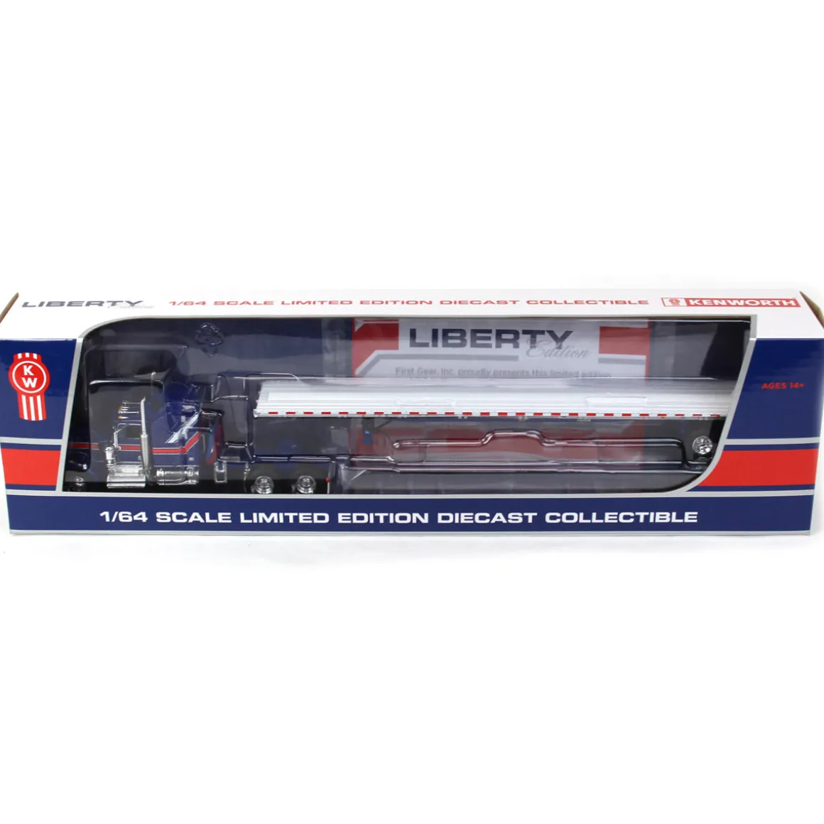 1/64 Blue Kenworth W900A Aerodyne Sleeper w/ 53ft Wilson Roadbrute Trailer, Liberty Series, DCP by First Gear