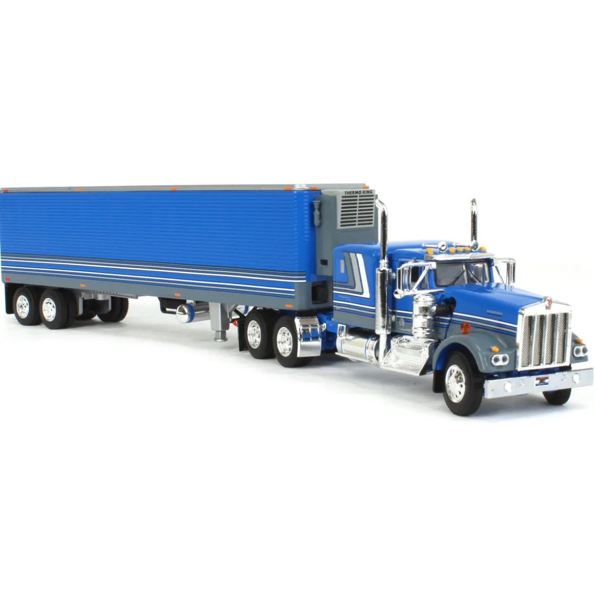 1/64 Blue Kenworth W900A w/ 40ft Vintage Reefer Trailer, DCP by First Gear