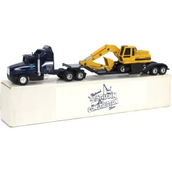 1/64 Blue Midwest Semi with Lowboy Trailer and John Deere 690C Excavator