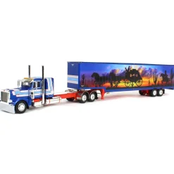 1/64 Blue/Red Peterbilt 389 with Tandem Axle Muraled Kentucky Van Trailer, DCP by First Gear
