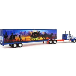 1/64 Blue/Red Peterbilt 389 with Tandem Axle Muraled Kentucky Van Trailer, DCP by First Gear