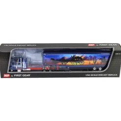 1/64 Blue/Red Peterbilt 389 with Tandem Axle Muraled Kentucky Van Trailer, DCP by First Gear