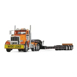 1/50 Bright Orange Peterbilt 367 Day Cab w/ Talbert 55SA Lowboy by First Gear