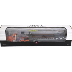 1/50 Bright Orange Peterbilt 367 Day Cab w/ Talbert 55SA Lowboy by First Gear