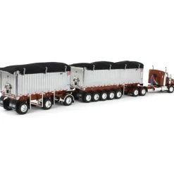 1/64 Bronze/Chrome Kenworth T800 w/ Chrome East Genesis II End Dump Trailers, DCP by First Gear