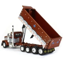 1/64 Brown & Silver Peterbilt 379 w/ Quad-Axle MAC Dump Body, DCP by First Gear