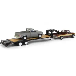 1/64 Brown & Tan 1986 Chevy K-30 Longbed with Gooseneck & Project Truck, Greenlight Exclusive
