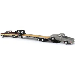 1/64 Brown & Tan 1986 Chevy K-30 Longbed with Gooseneck & Project Truck, Greenlight Exclusive