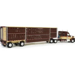1/64 Brown & Tan Kenworth W990 with Wilson Silverstar Livestock Trailer, DCP by First Gear