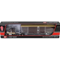 1/64 Brown & Tan Kenworth W990 with Wilson Silverstar Livestock Trailer, DCP by First Gear