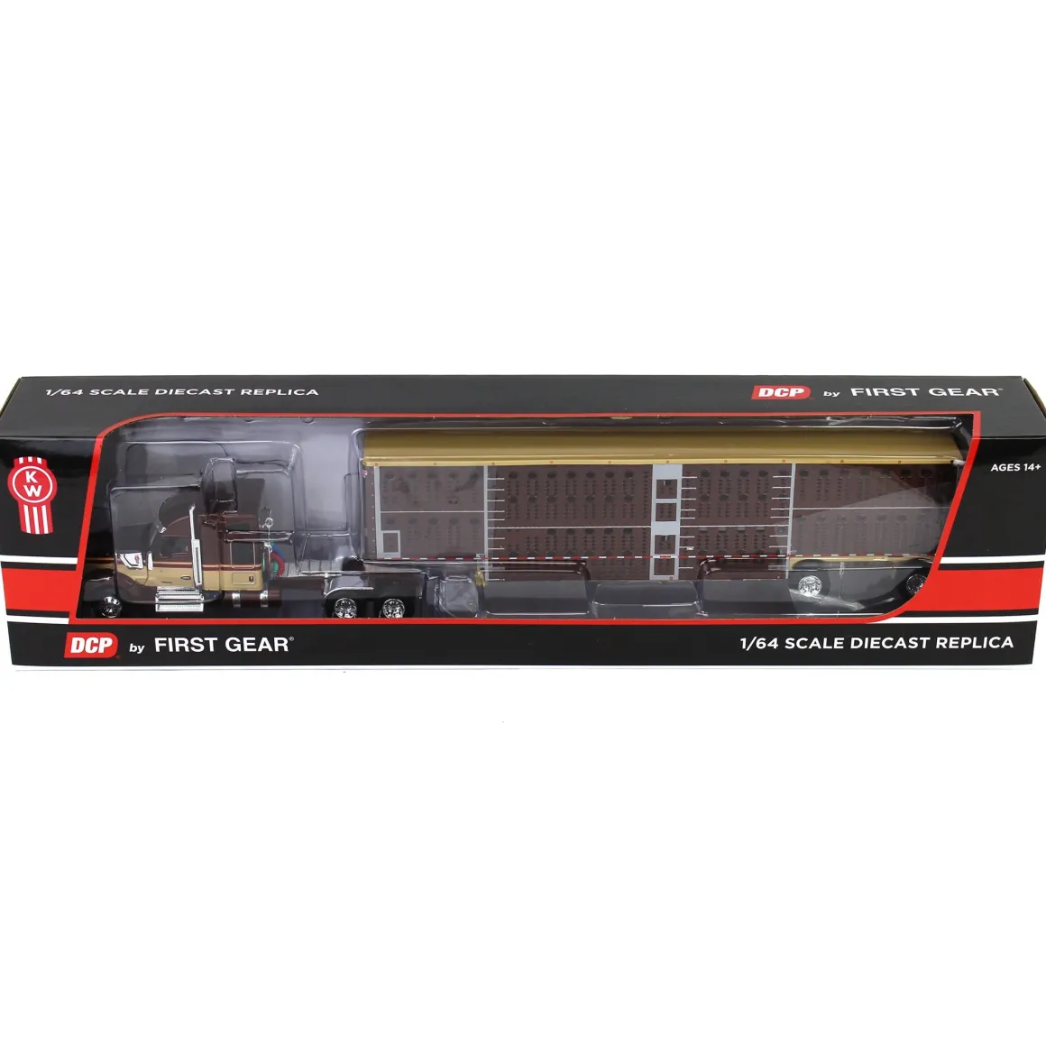 1/64 Brown & Tan Kenworth W990 with Wilson Silverstar Livestock Trailer, DCP by First Gear