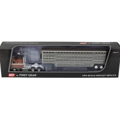 1/64 Brown Kenworth K100 COE Flattop with 45ft Wilson Vintage Livestock Trailer, DCP by First Gear