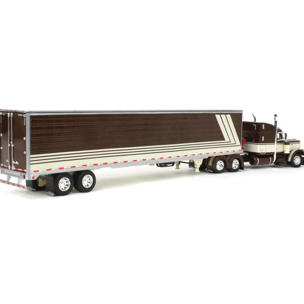 1/64 Brown/Cream Peterbilt 389 63in Mid-Roof Sleeper w/ 53ft Utility Trailer, DCP by First Gear