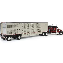 1/64 Burgundy & Black Kenworth W990 with Wilson Silverstar Livestock Trailer, DCP by First Gear