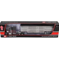 1/64 Burgundy & Black Kenworth W990 with Wilson Silverstar Livestock Trailer, DCP by First Gear