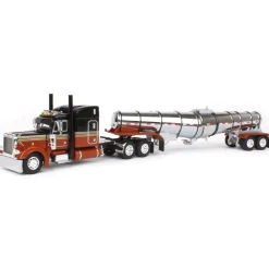 1/64 Burnt Orange Peterbilt 379 w/ 63in Mid-Roof Sleeper & Polar Deep Drop Tanker, DCP by First Gear