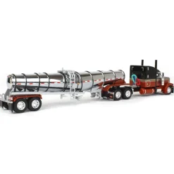 1/64 Burnt Orange Peterbilt 379 w/ 63in Mid-Roof Sleeper & Polar Deep Drop Tanker, DCP by First Gear