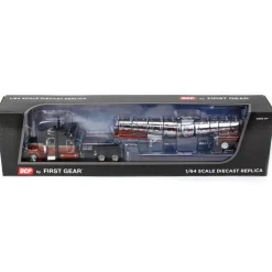 1/64 Burnt Orange Peterbilt 379 w/ 63in Mid-Roof Sleeper & Polar Deep Drop Tanker, DCP by First Gear