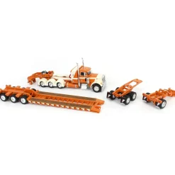 1/64 Burnt Orange/Cream Peterbilt 379 with Fontaine Magnitude Lowboy, Jeep & Stinger, DCP by First Gear