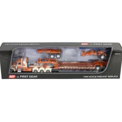 1/64 Burnt Orange/Cream Peterbilt 379 with Fontaine Magnitude Lowboy, Jeep & Stinger, DCP by First Gear