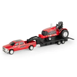 1/64 Case IH "Red Menace" Pulling Tractor with Pickup Truck & Trailer