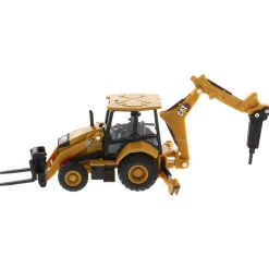 1/64 Caterpillar 420 XE Backhoe Loader with Auger, Forks, Handling Arm & Hammer