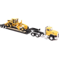 1/87 Caterpillar CT660 Day Cab with Lowboy Trailer & 163H Motor Grader