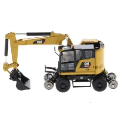 1/87 Caterpillar M323F Railroad Wheeled Excavator, CAT Yellow Version with 3 Tools