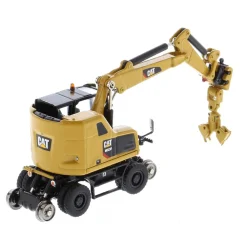 1/87 Caterpillar M323F Railroad Wheeled Excavator, CAT Yellow Version with 3 Tools