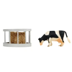 1/32 Cattle Feeder Set with Cow and Bale