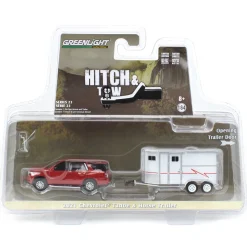 1/64 Cherry Red 2021 Chevrolet Tahoe with Horse Trailer, Hitch & Tow Series 23